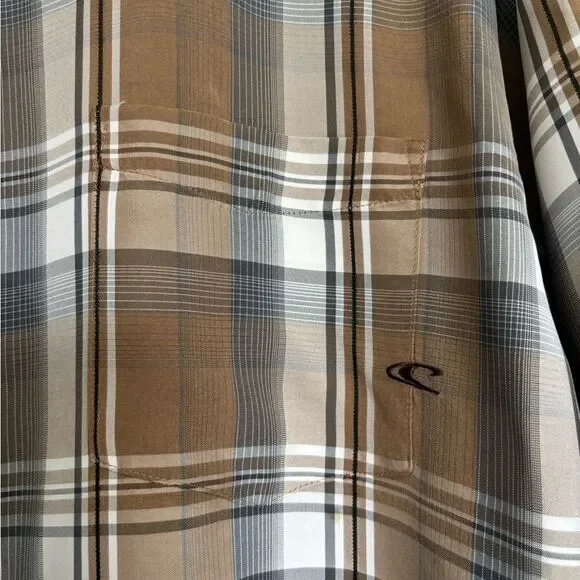 O'Neill Tan and Brown Checkered Shirt - Picture 3 of 5